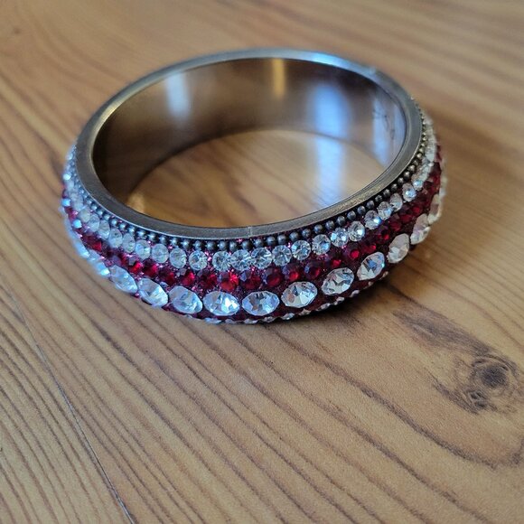 Red Rhinestone Bangle Bracelet - Picture 2 of 3